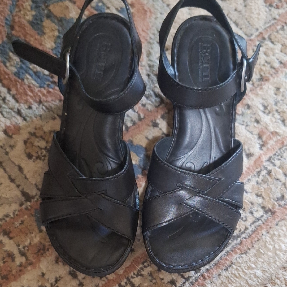 Born Black Leather Sandals